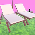 Outdoor Green Platform Setup With Lounge Chairs Umbrella Beach Ball Donut Float And Inflatable Pool
