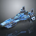Futuristic Blue Spaceship Model Featuring Detailed Wings And Advanced Design Elements 3d model