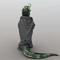 Crocodile Wearing Gray Suit And Tie Standing Upright With Open Mouth