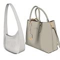 Stylish Gray Hobo Bag And Beige Tote With Double Handles And Shoulder Strap