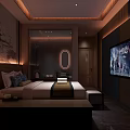 Relaxing Modern SPA Sauna Interior With Comfortable Bed TV Soft Lighting And Decorative Wall