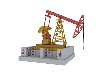 Industrial Oil Pump Jack Machinery For Petroleum Extraction With Steel Frame 3d model