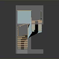 Modern Transparent Cube Architectural Design With Wooden Staircase And Glass Railings