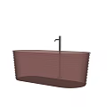 Modern Red Ribbed Transparent Bathtub With Layered Design And Chrome Faucet