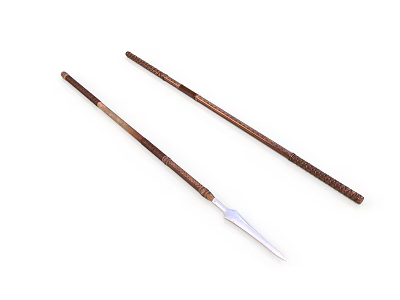 Traditional Wooden Spear Weapons with Handcrafted Shafts and Sharp Metal Tips 3d model