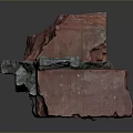 Artistic Red Textured Stacked Structure With Rough Surface And Gray Accents 3d model