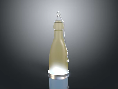 Modern Frosted Glass Lighting Combination Featuring Bottle Shape Hanging Chain And Illuminated Base 3d model