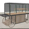 Functional Display Shelf Trolley with Glass Cover Wooden Shelves and Wheels for Retail