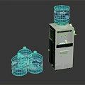 Modern Standing Water Dispenser With Blue Water Bottles And Simple Design Structure