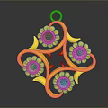 Golden Pendant Fashion Accessory With Blue Gemstones And Intricate Floral Design