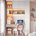 Kids Bedroom Interior With Pastel Pink Walls Moon Clouds Stars Decor Bed And Hanging Lamp
