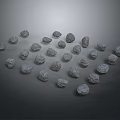 Natural Wood Stone Materials Gray Stone Pieces Arranged on Dark Background Surface