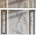 Modern Cream Colored Wall Decor With Embossed Wave Pattern And Metal Handles 3d model
