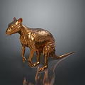 Golden Animal Sculpture With Metallic Texture Shiny Surface And Reflective Background