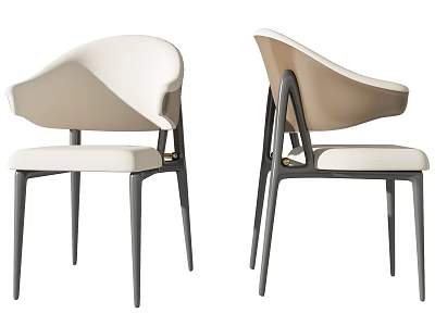 Modern Leisure Chair with Beige Upholstery Dark Gray Metal Legs Sleek Design 3d model