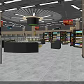 Modern Supermarket Interior With Spacious Layout Shelves And Various Products
