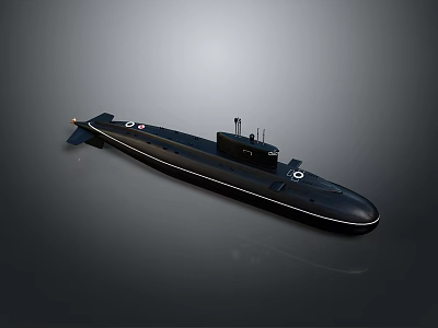 Modern Sleek Black Submarine With Detailed Hull And Tower Structure 3d model