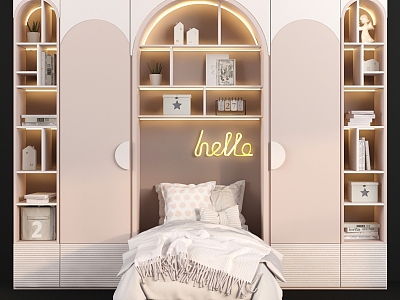 Children bed cabinet integrated combination 3d model