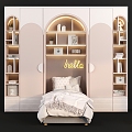 Children bed cabinet integrated combination 3d model