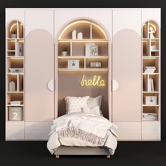 Children bed cabinet integrated combination 3d model