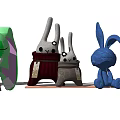 Cute Cartoon Rabbit Decorative Ornament Set With Various Color Figurines For Home Decor