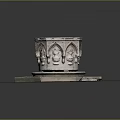 Ancient Stone Well With Intricate Carved Figures On Octagonal Brick Platform 3d model