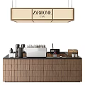 ZARA HOME Café Interior With Wooden Bar Counter Coffee Machine Cups And Cash Register