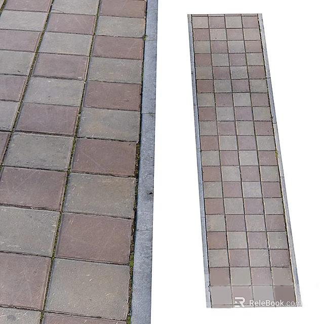 Road Pavement Surface With Colored Square Bricks And Gray Border Pattern Design 3d model 