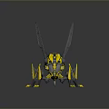 Mechanical Insect 3D Model With Yellow Black Body And Transparent Wings