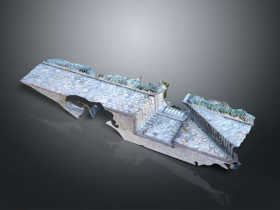 Detailed Ancient Fortress 3D Model Featuring Stone Brick Crenellations Steps And Passageway 3d model