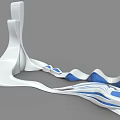 Future Architecture Exterior Design With Flowing Curved White And Blue Wave Structures 3d model