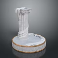 Decorative Classical Column with Draped White Fabric and Circular Ornate Base 3d model