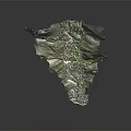 Garden Landscape 3D Terrain Design With Green Vegetation And Winding Paths