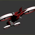 Red Flying Vehicle Model With Multiple Propellers And Wheels Design 3d model