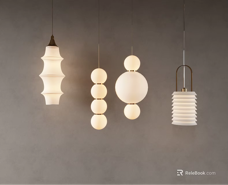 Modern Chandeliers With Various Designs Including Spherical Layered And Metallic Frame Shapes 3d model 