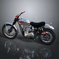 Vintage Motorcycle with Chrome Body Black Seat Red Handlebar Classic Design and Reflective Surface