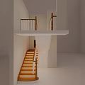 Indoor Staircase Architectural Design With Wooden Handrail White Balusters And Steps