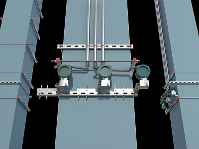Industrial Equipment Featuring Stainless Steel Piping Valves And Metal Brackets Installation 3d model