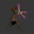 Colorful Lizard Like Game Movie Character With Pink Flower Shaped Head And Orange Red Spots