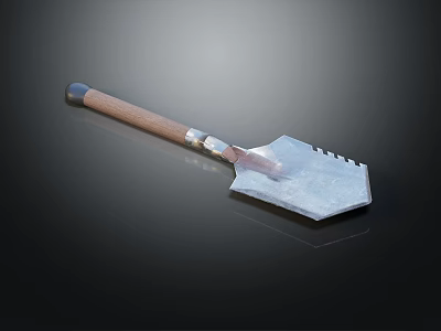 Durable Agricultural Equipment Shovel With Wooden Handle And Metal Blade 3d model