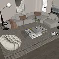 Modern Sofa Coffee Table Multiplayer Sofa 3d model