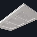 Modern White Suspended Ceiling With Grille Design Panel Layout And Recessed Lights 3d model