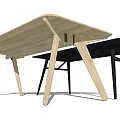 Two Modern Dining Tables With Light And Dark Wood Tops And Slim Legs Design