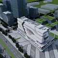 Aerial View Urban Planning Featuring Modern Skyscrapers Roads And Green Spaces