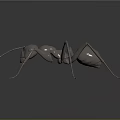Ant as Metallic 3D Model With Shiny Surface And Reflection On Dark Background 3d model