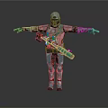 Armored Character In Silver Armor With Helmet Arms Outstretched And Waist Weapon