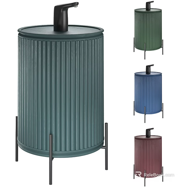Stylish Standing Trash Cans With Multiple Colors And Stands 3d model 