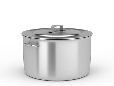 Stainless Steel Storage Cabinet With Silver Lid And Handle On White Background 3d model