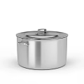 Stainless Steel Storage Cabinet With Silver Lid And Handle On White Background