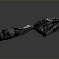 Black And White Mountain Landscape Sculpture With Textured Surface And Irregular Three Dimensional Shape